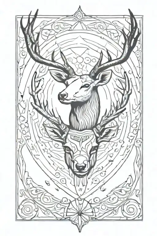 Aries Sign Woven Into Deer Antlers With The Sun