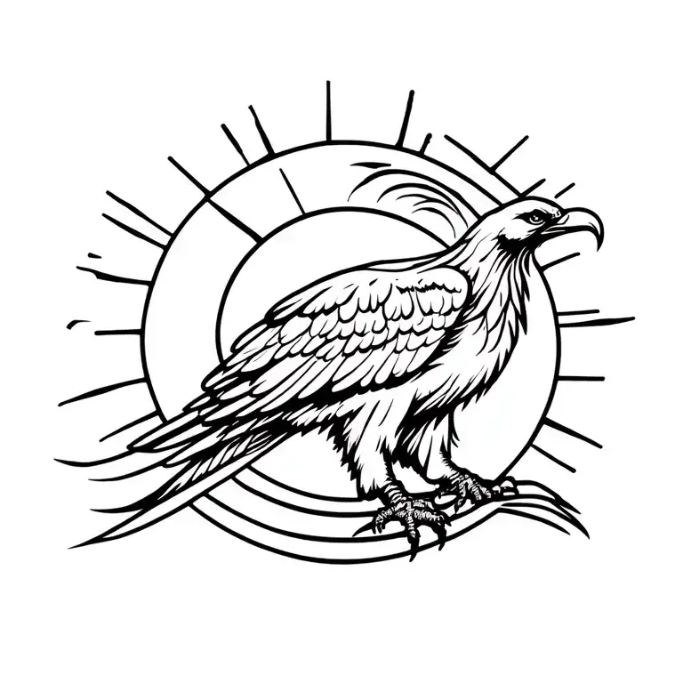 Vulture With A Tribal Sun Rising