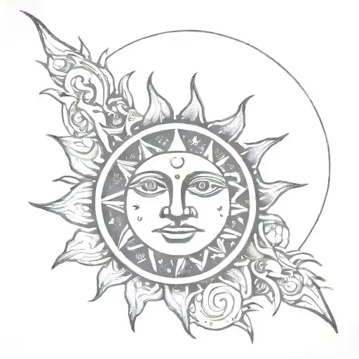 Men's Tattoo Sun And Moon