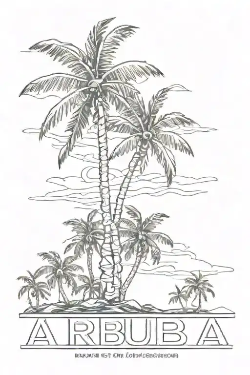 Aruba Outline With Palm Tree