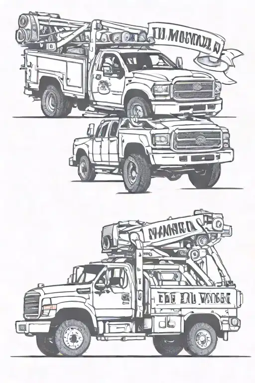 Memorial Tow Truck For My Dad With Banner Wrapped Tattoo