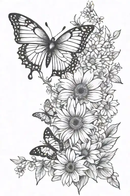 Butterflies Sakura Flower Snapdragon Sunflower