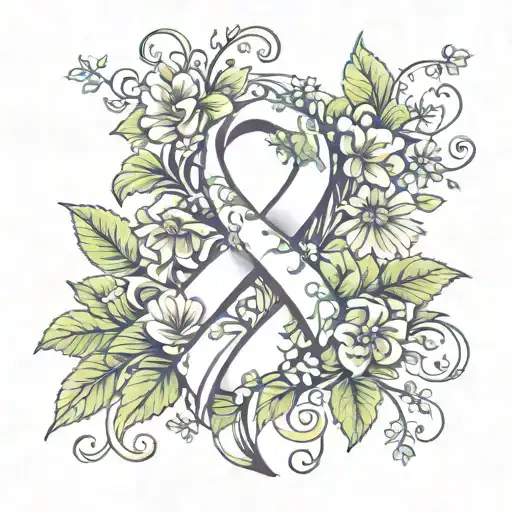 Flowers With Vines And A Cancer Ribbon