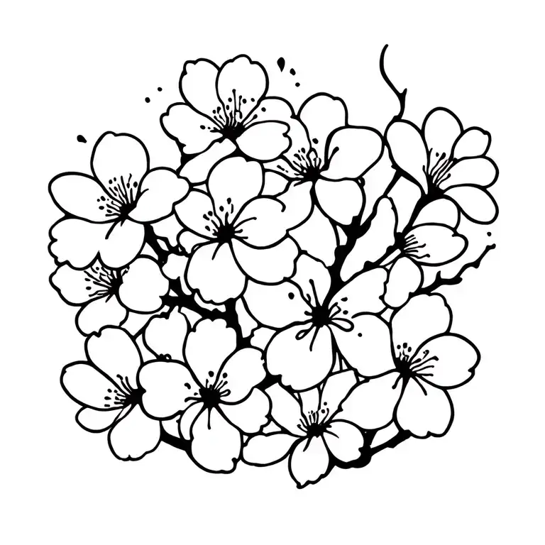 Japanese Cherry Blossom Flowers On Back
