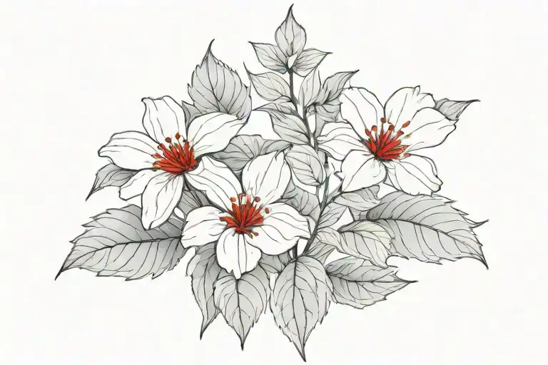 Red Flower Large Black Leaves