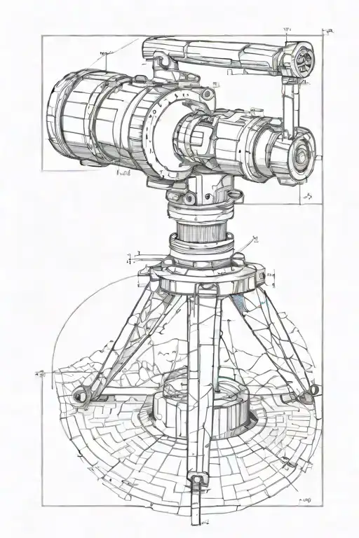 Geodetic Topographic Map Theodolite Forest Meridians Mountains River Wind Rose