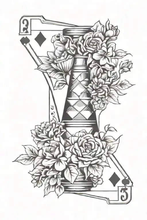 Traffic Cone With Narcissistic Flowers And 333 Deck Of Cards