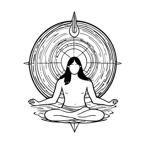 A Person Sitting Under Spirituality Symbols Transcendent Enlightenment Universe Background Above