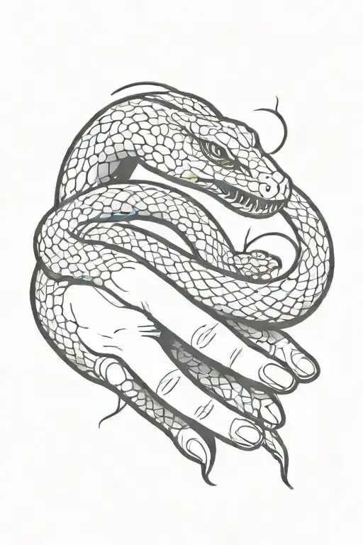 Snake And Hand Holding