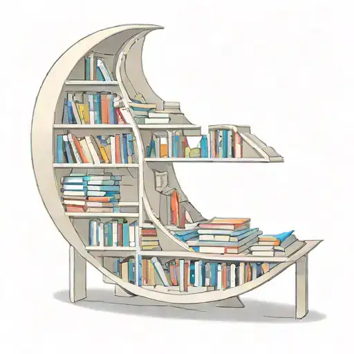 Moon Shaped Bookshelf Filled With Books