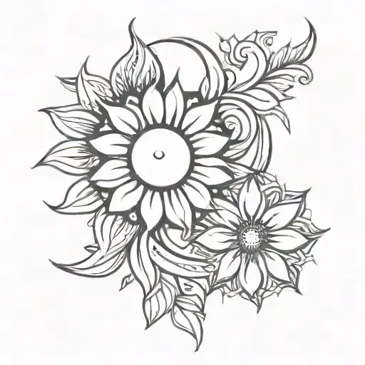 Sun And Moon Flower Intertwined