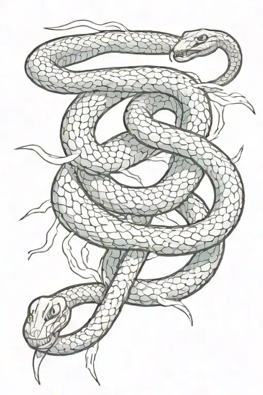 Snake Coiled Around Three Lightning Bolts Coming