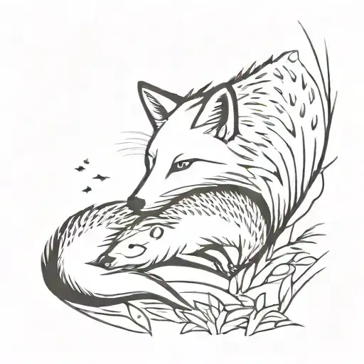 Fox And Hedgehog Nearby