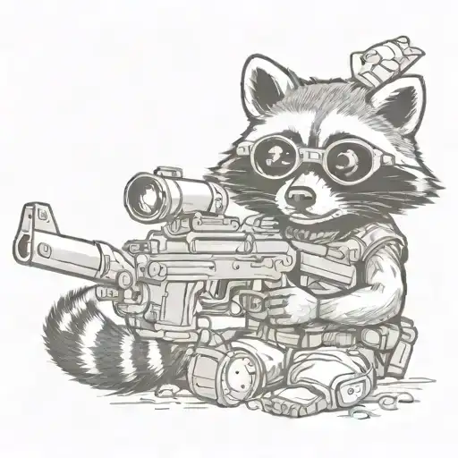 Raccoon With Goggles And Gun