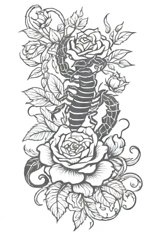 Scorpion With Tail In Center Of Rose Bouquet