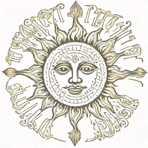 Sun Face Surrounded By Names