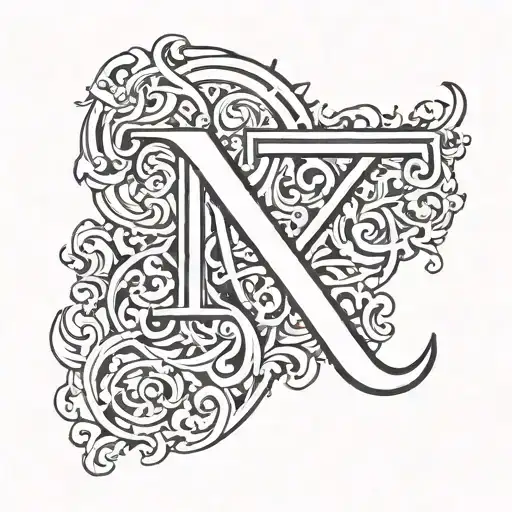 Aesthetic Drawing Of The Initials Of M And J