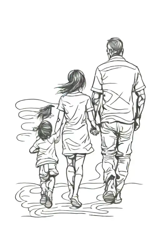 Father And Daughter Walking