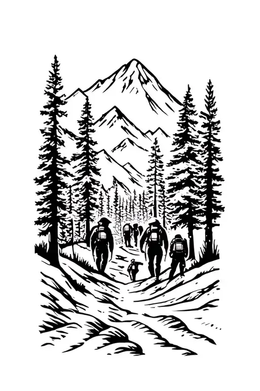 Wilderness Hiking Expedition Team Exploring New Places