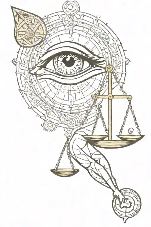 Libra With Piramid Eye Symbol Integrated