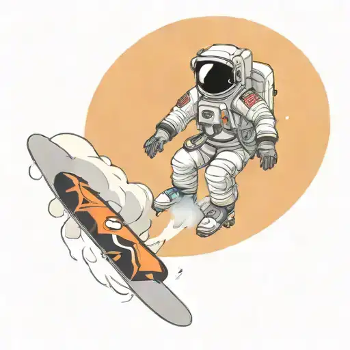 Astronaut Snowboarding Through Space