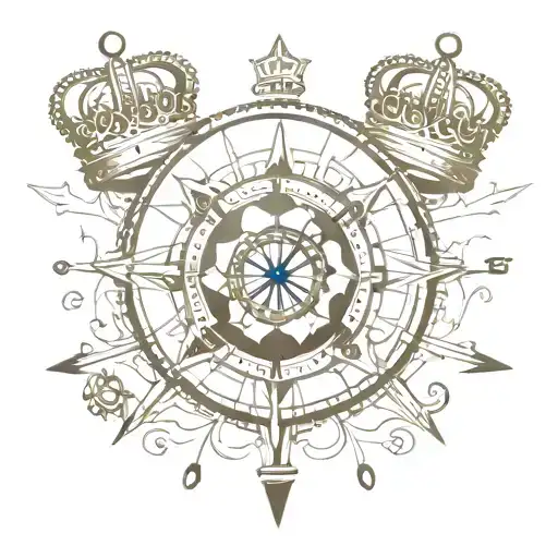 Soccer Ball With Crown And Time Compass