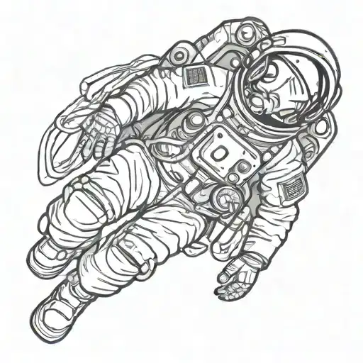 Animated Astronaut Shh Picture Tattoo Deaign