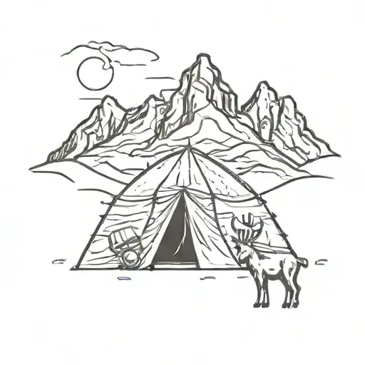 Tent With Mountain And Animal
