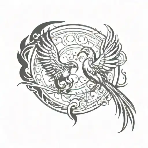 Phoenix And Yin Yang Symbols