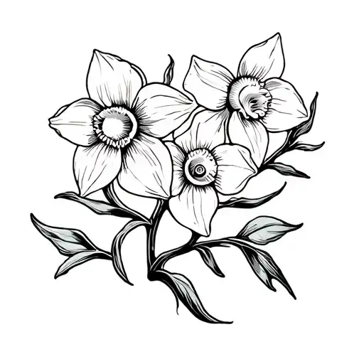 Long Vine With Daffodils At The Top