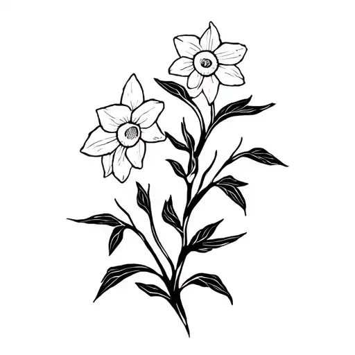 Long Vine Going Straight Up With Daffodils At The Top