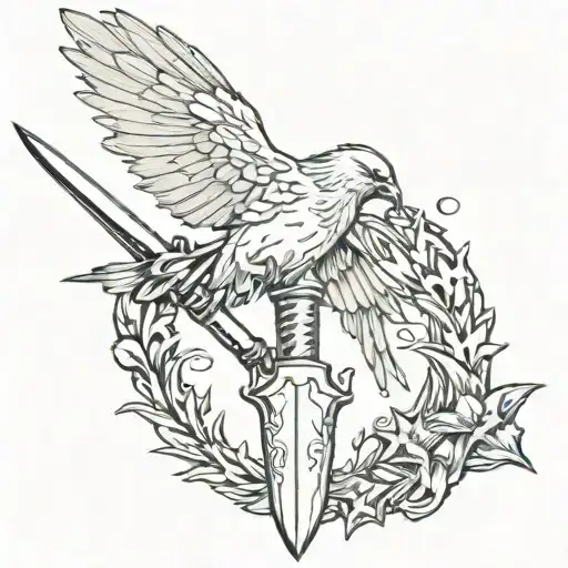 Dagger With Bird Flying