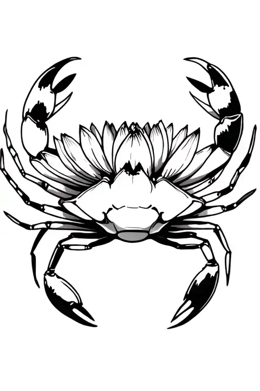 Crab And Water Lily Flower