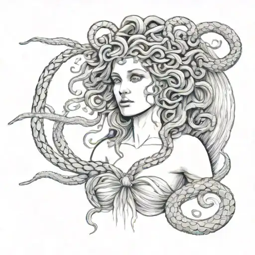 Medusa Diosa Griega Con Tatuajes Y Dilataciones