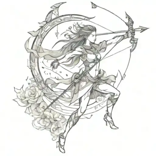 Sagittarius Bow And Arrow Made With Fire