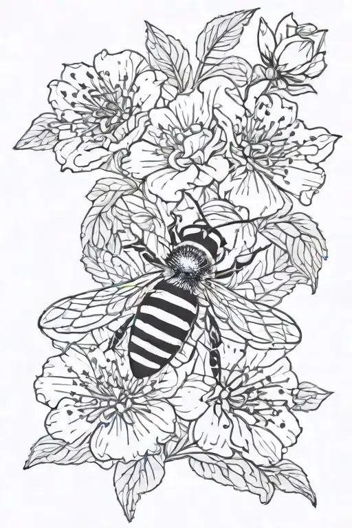 Bee And Flowers