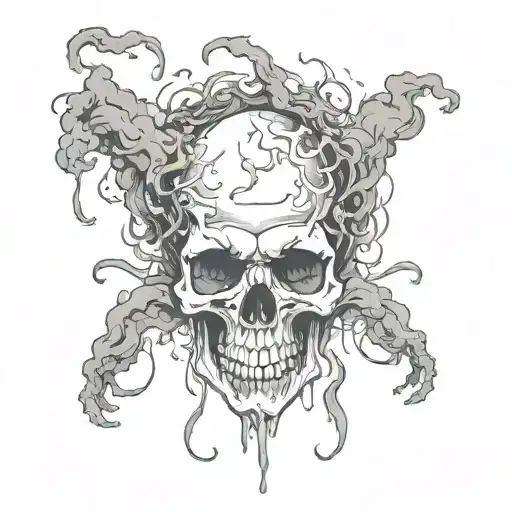 Tortured Skull Surrounded Smoke Demons