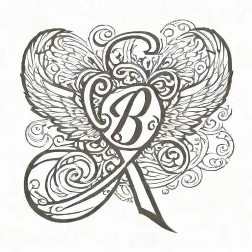 Letter B With Angel Wings And Infinity Symbol At The Bottom