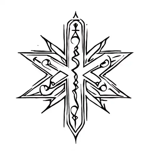 Star Of Life Tattoo With Norse Runes