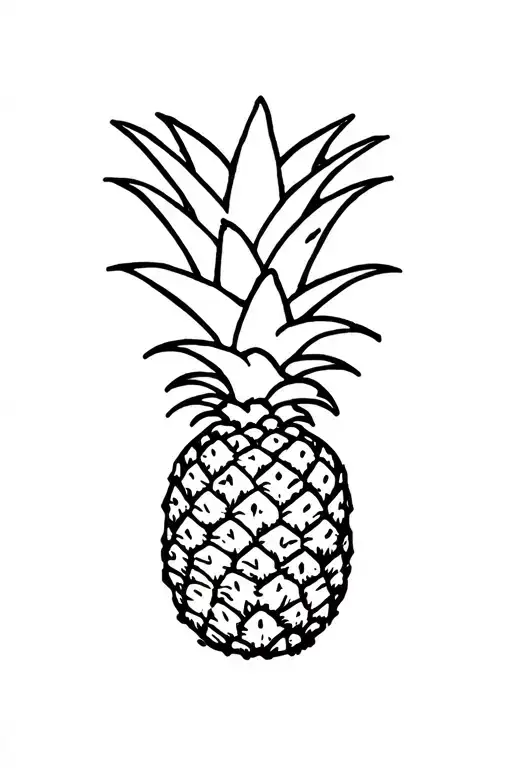 Simple Line Tattoo Of Half Of An Upside Down Pineapple