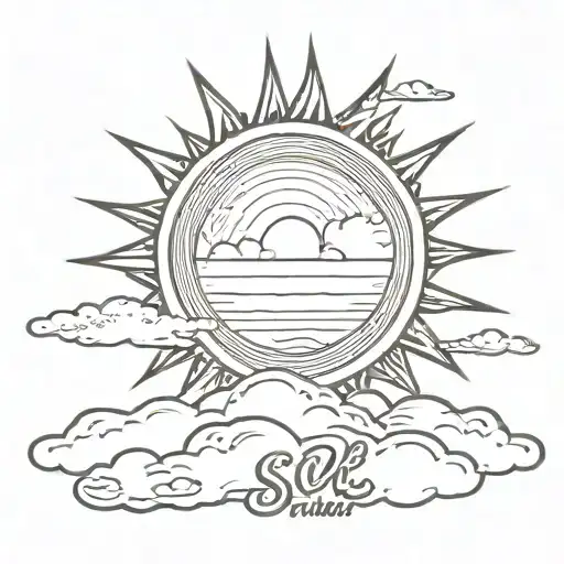 A Sun Rising Out Of Cloudsit At The Base Of The Sun Are The Words In Cursive Sol Se Let Oritur