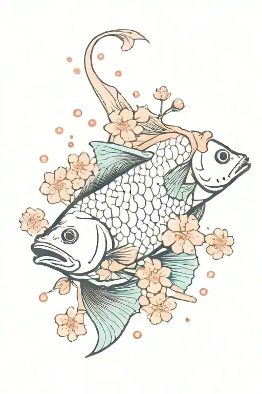 Fish Whit Sakura Flowers