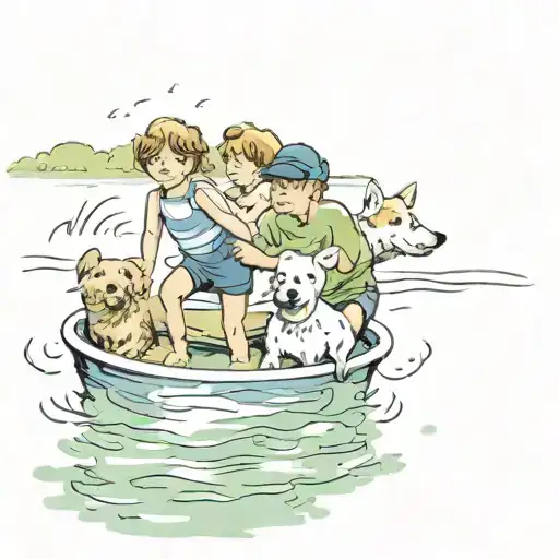 Art Swimming Children Grandchildren Dogs