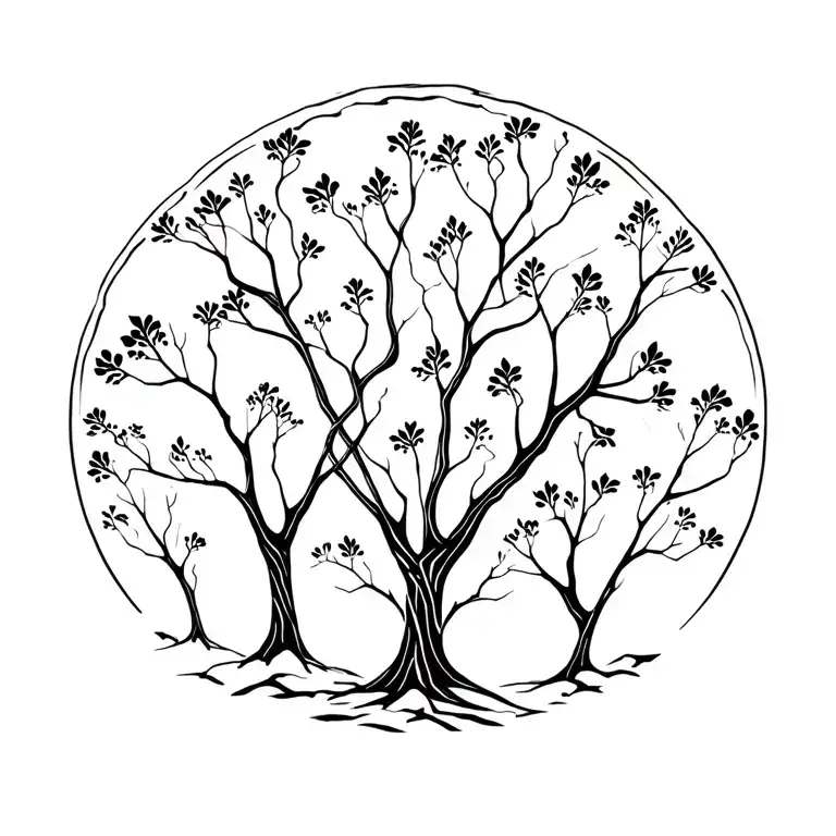 Interconnected Nature Elements Like Trees