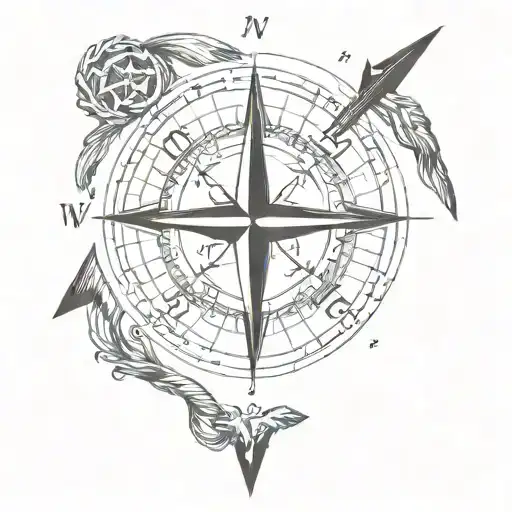 Compass With Arrow From North To South With Anchor On South