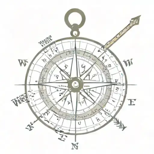 Compass With Arrow From South To North With Anchor Hanging From The South Point