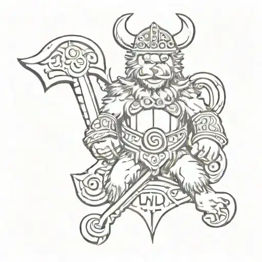 Viking Symbol And Teddy Name Written Vertically