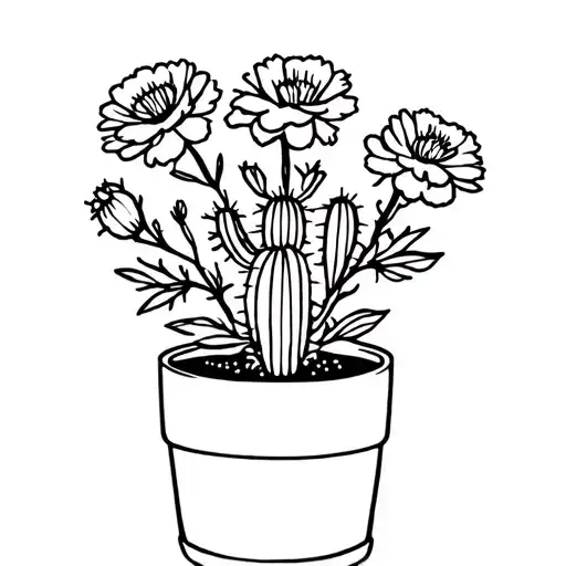 Small Cactus With Carnations