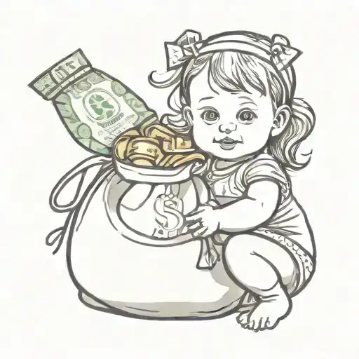 Baby Girl With Money Bag