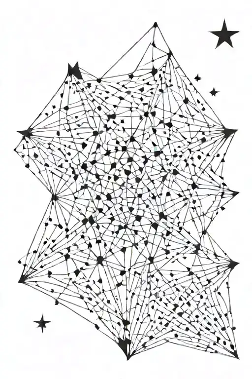 Stars In A Galaxy Of Geometric Ink Lines